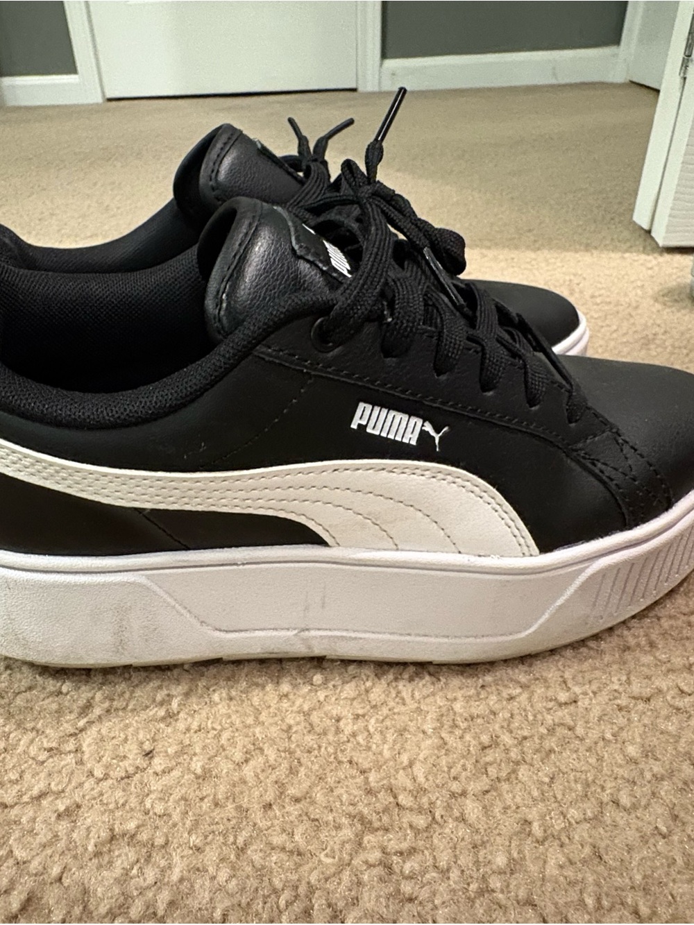 Puma Black & White Low-Top Platform Sneakers